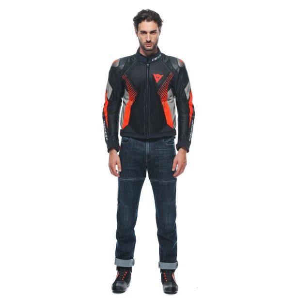 Dainese Super Rider 2 Absoluteshell Jacket Black Dark Gull Gray Fluo Red